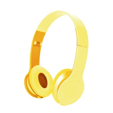 Şık modern altın kulaklık beyaz arka plan üzerinde