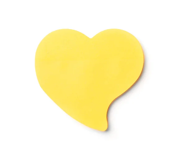 Arany szív alakú Öntapadó jegyzet, fehér háttér, szöveg adható — Stock Fotó