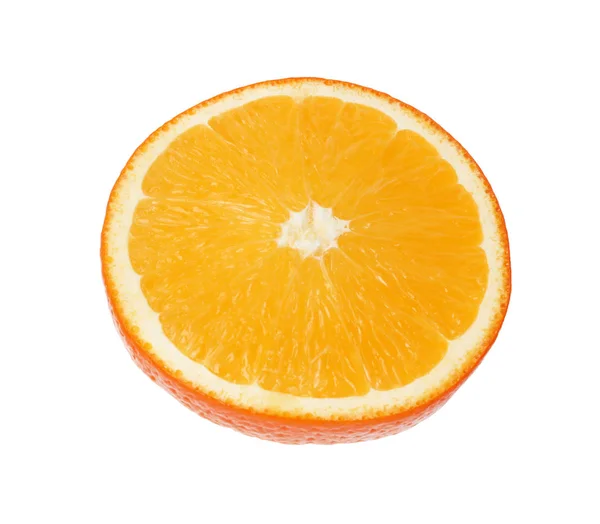 Tranche d'orange juteuse fraîche isolée sur blanc — Photo