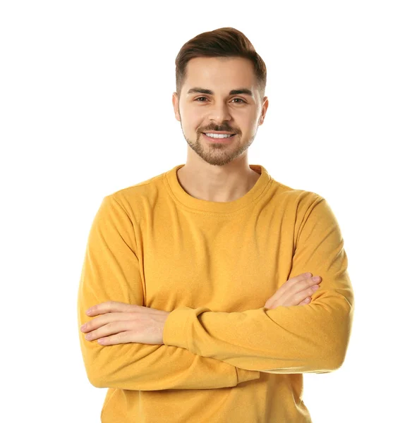 Portrait of handsome man posing on white background — Stock Photo, Image