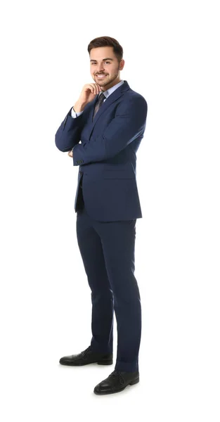 Full length portrait of businessman posing on white background — Stock Photo, Image