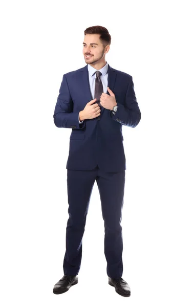 Full length portrait of businessman posing on white background — Stock Photo, Image