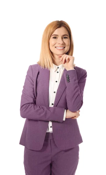 Portrait of successful businesswoman posing on white background — Stock Photo, Image