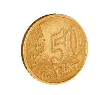 Parlak euro cent sikke beyaz arka plan üzerinde