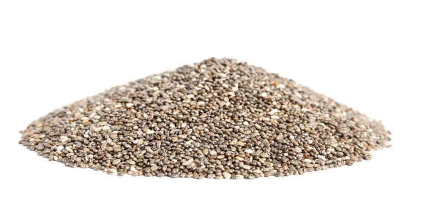 Pilha de sementes de chia isoladas em branco — Fotografia de Stock