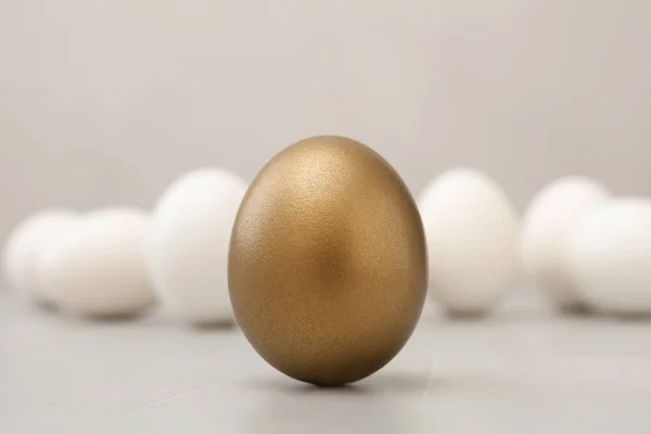 Jeden złote jajko na jasnym tle, zbliżenie — Zdjęcie stockowe