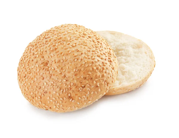Pan de hamburguesa en rodajas sobre fondo blanco. Producto del pan —  Fotos de Stock