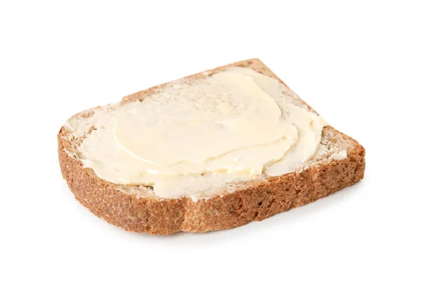 Vers brood met boter op witte achtergrond — Stockfoto