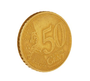 50 euro cent sikke beyaz arka plan üzerinde