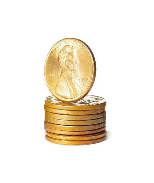 Stos monet USA na białym tle — Zdjęcie stockowe