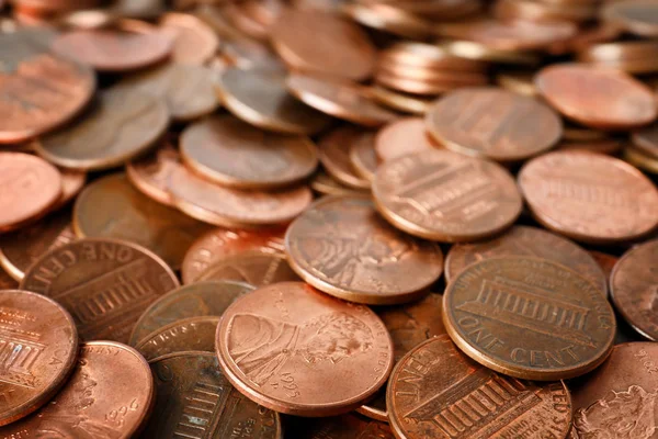 Pile of US coins as background, closeup — Stock Photo, Image