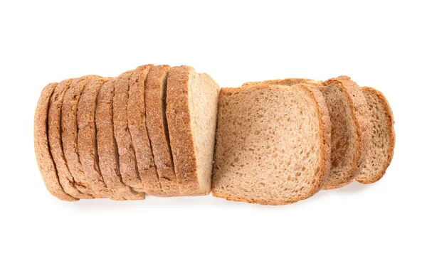 Pão fresco sobre fundo branco, vista superior — Fotografia de Stock