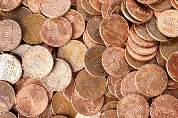 Pile of US coins as background, top view — Stock Photo, Image