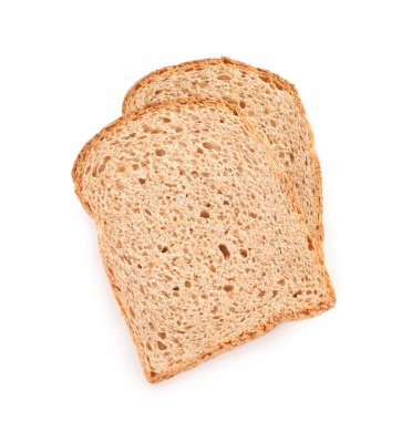 Beyaz arka planda taze ekmek, üst görünüm