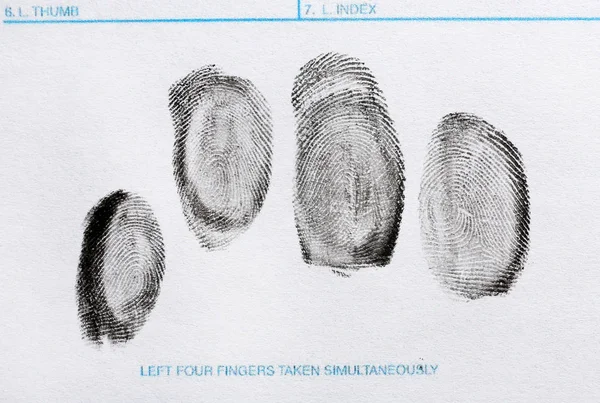 指紋記録シート、平面図。犯罪捜査 — ストック写真