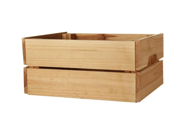 Drewniana skrzynka na białym tle. Pojemnik wysyłkowy — Zdjęcie stockowe