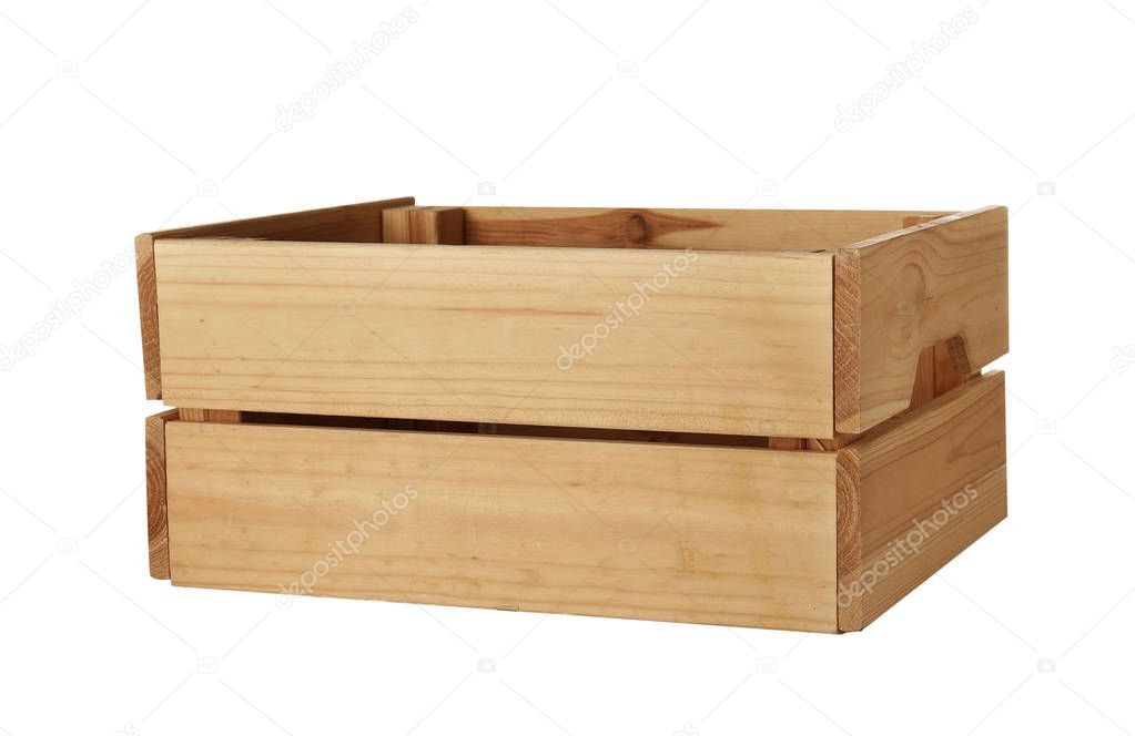 Wooden crate on white background. Shipping container