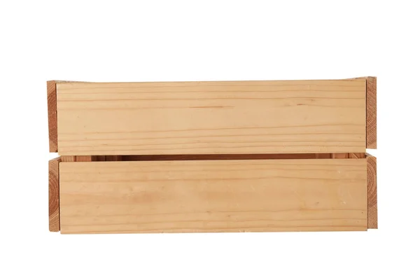 Caixa de madeira no fundo branco. Recipiente — Fotografia de Stock