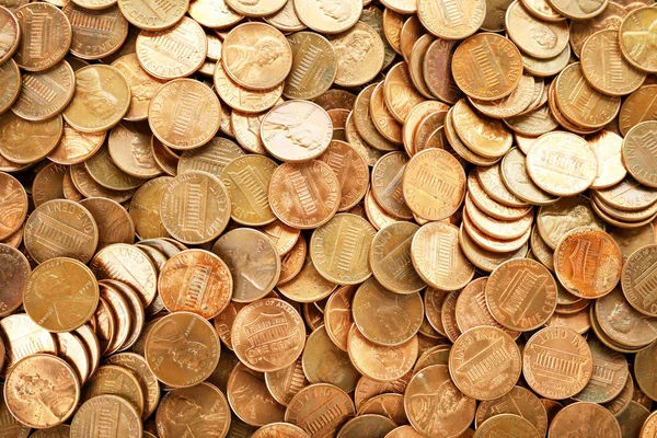 Pile of US coins as background, top view — Stock Photo, Image
