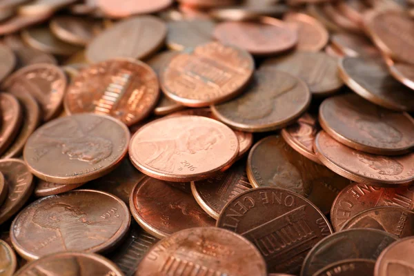 Pilha de moedas dos EUA como fundo, close-up — Fotografia de Stock