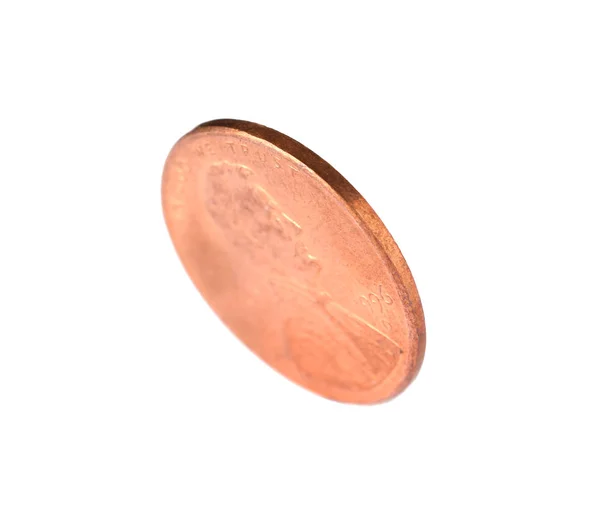 Estados Unidos moeda de um centavo sobre fundo branco — Fotografia de Stock