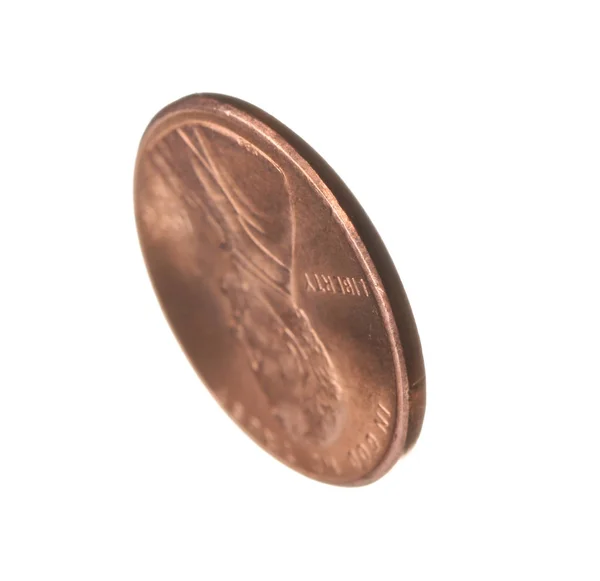 United States one cent coin on white background — Stock Photo, Image