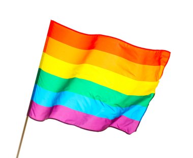 Beyaz arka planda parlak gökkuşağı gay bayrağı. LGBT topluluğu