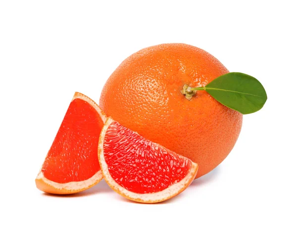 Whole and cut ripe grapefruits isolated on white — Stock Photo, Image