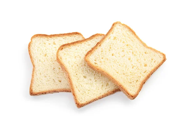 Fresh wheat bread on white background, top view — Stock Photo, Image