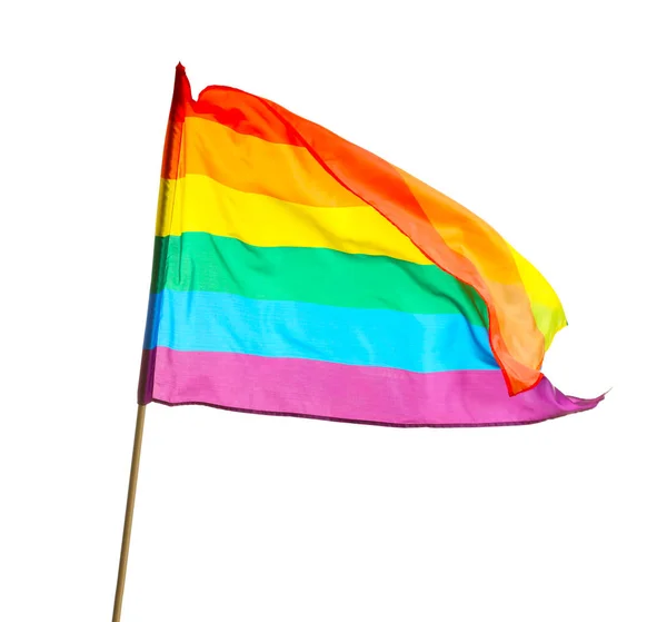 Bright szivárvány meleg zászló fehér háttér. LMBT közösség — Stock Fotó