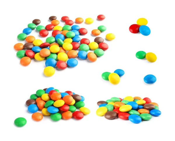 Набір смачних барвистих цукерок на білому тлі — стокове фото