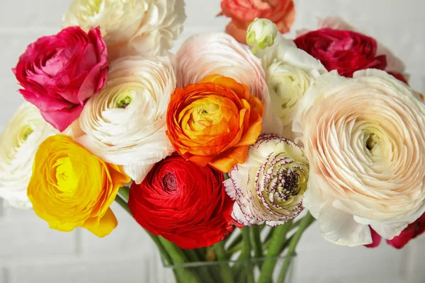 Beautiful ranunculus flowers on blurred background — Stock Photo ...