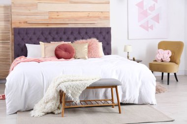 Rahat ışık yatak odası modern iç tasarım