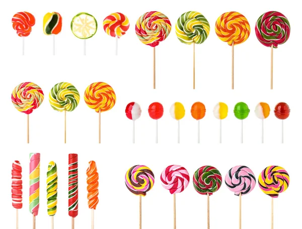 Set of colorful tasty candies on white background — Stock Photo, Image