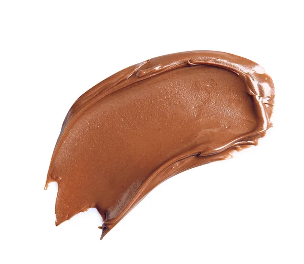 在白色, 顶视图中隔离的甜美味巧克力奶油 — 图库照片