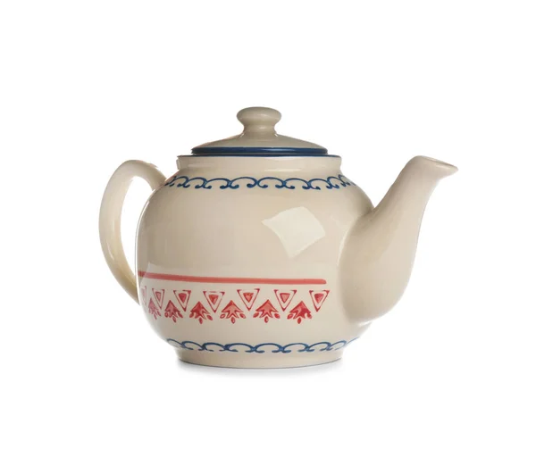 Porcelain teapot with decoration isolated on white — Stock Photo, Image