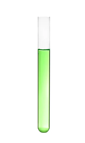 Tubo de ensayo con líquido de color sobre fondo blanco. Química de solución —  Fotos de Stock