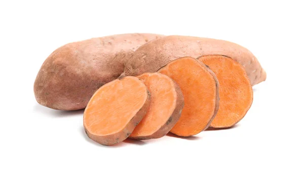 Fresh ripe sweet potatoes on white background — Stock Photo, Image