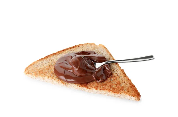 Beyaz üzerinde izole tatlı çikolata krem ile tost — Stok fotoğraf
