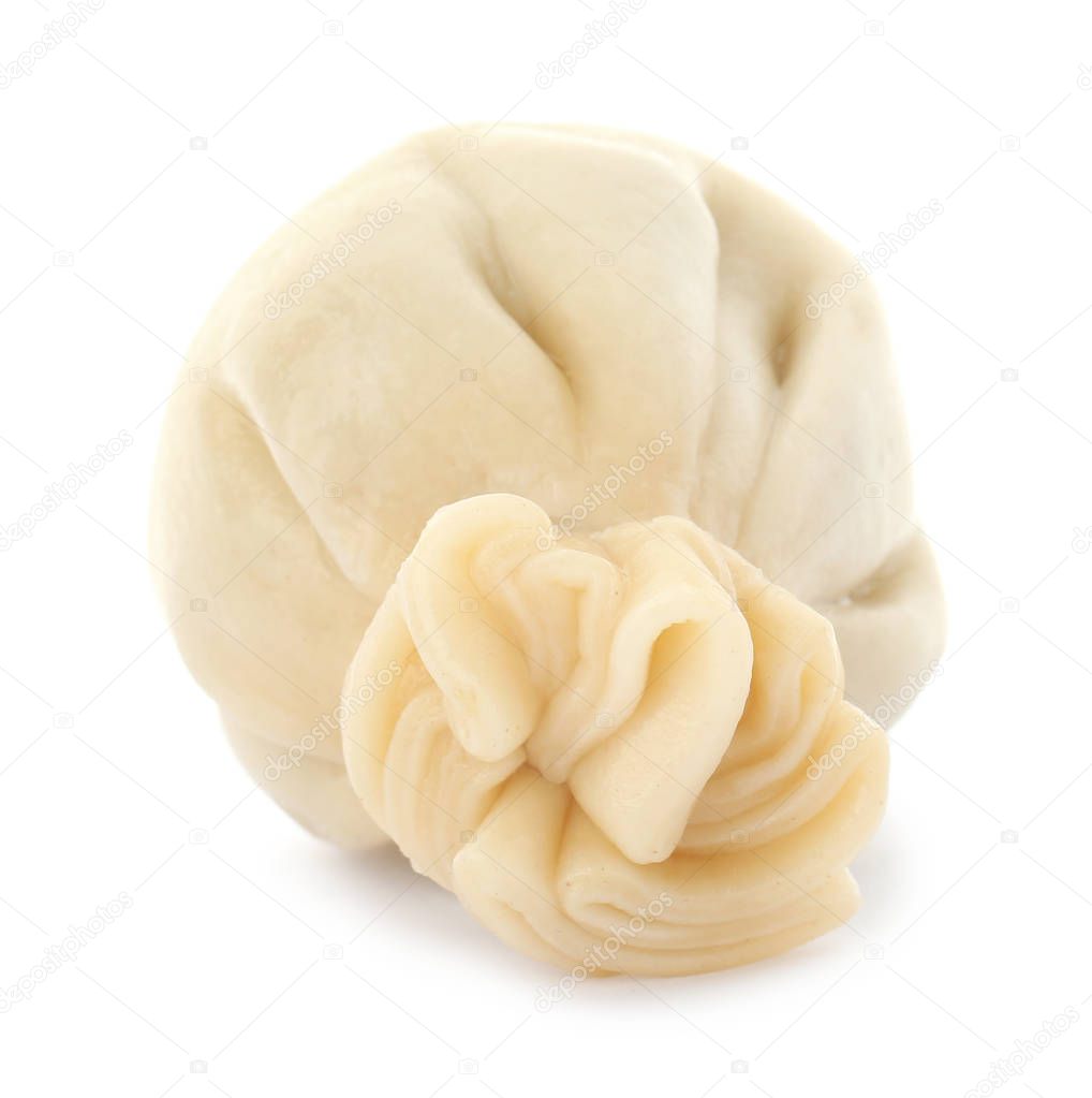 Boiled dumpling with tasty filling isolated on white