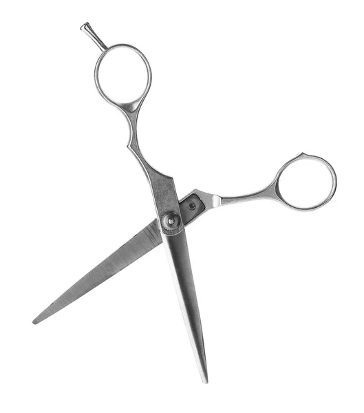 Nowe nożyczki na białym tle. Profesjonalne narzędzie fryzjerskie — Zdjęcie stockowe