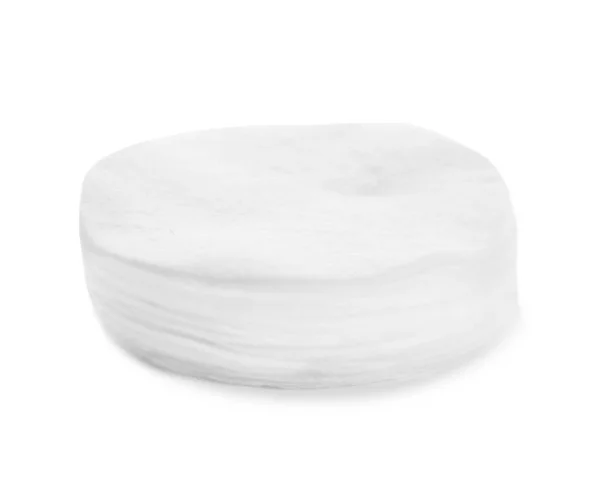 白で分離された綿パッドのスタック — ストック写真
