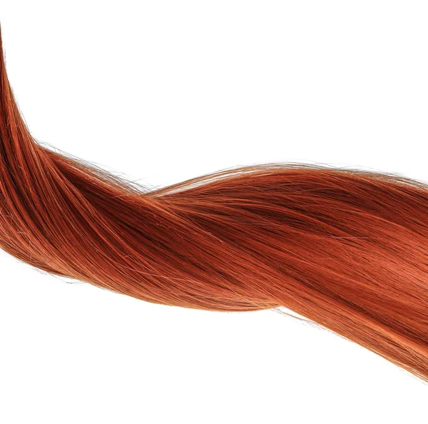Hermoso pelo rojo sobre fondo blanco, vista superior. Servicio de peluquería — Foto de Stock