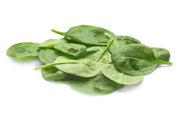 Pile of fresh spinach leaves isolated on white — Stock Photo, Image