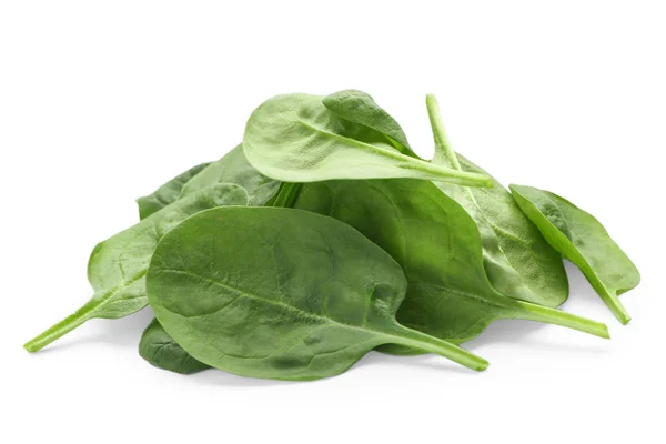 Pile of fresh spinach leaves isolated on white — Stock Photo, Image