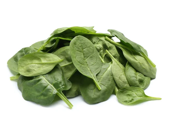 Pile of fresh spinach leaves isolated on white — Stock Photo, Image