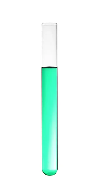 Тестовая трубка с цветной жидкостью на белом фоне. Химия решений — стоковое фото