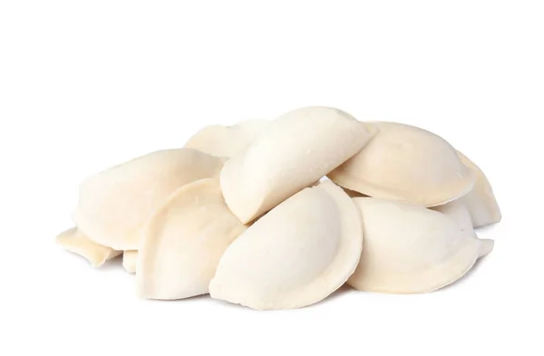 Raw dumplings on white background. Home cooking — Stock Photo, Image