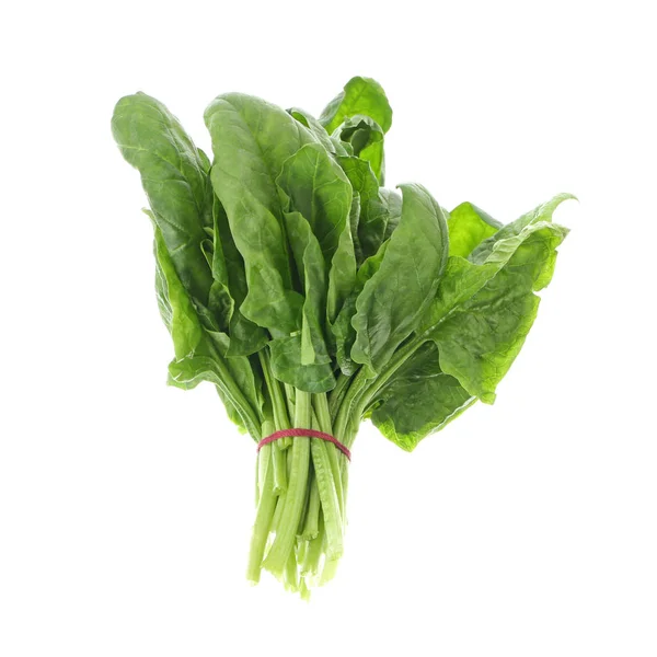 Fascio di spinaci freschi isolato su bianco — Foto Stock