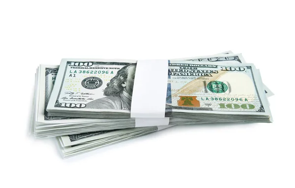 Dollarnoten auf weißem Hintergrund. Amerikanische Landeswährung — Stockfoto